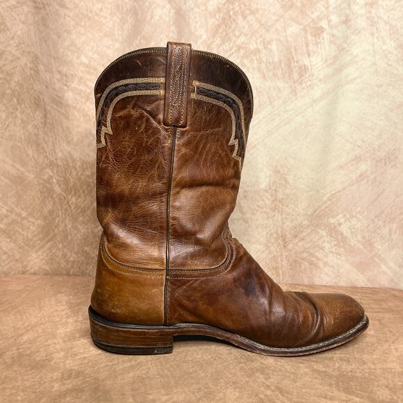 Vintage 90s Lucchese 2000 Leather Western Boots Embroidered Cowboy Rodeo Y2K main image 9